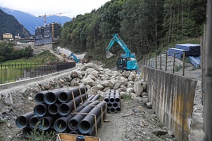 Treballs al segon tram de la desviació de la Massana