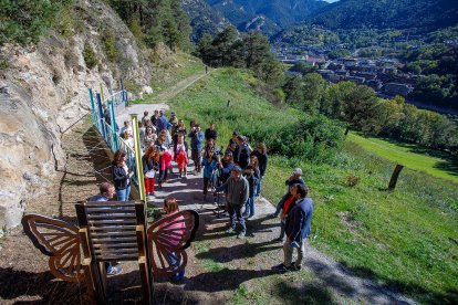 La inauguració del sender, ahir.