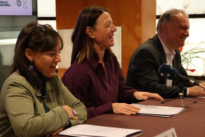 Mònica Armengol, Maria del Mar Coma i Toni Corominas, durant la presentació de la Mostra Gastronòmica d'Ordino