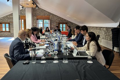 Reunió de cònsols, ahir a la sala Sergi Mas de l’edifici històric del comú.