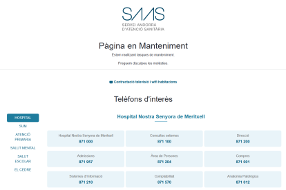 La pàgina web del SAAS, ahir.