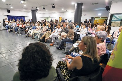 Jordi Fabra a l’assemblea del comitè d’empresa, al maig.