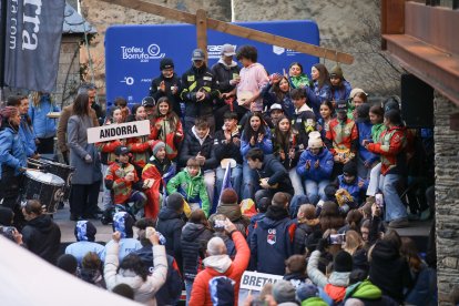 La delegació andorrana a l’acte de clausura d’ahir.