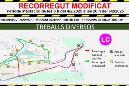 El recorregut modificat de la línia circular a Escaldes