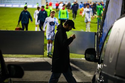 Piqué al túnel de vestidors de l’Estadi Nacional després de l’empat de l’FC Andorra.