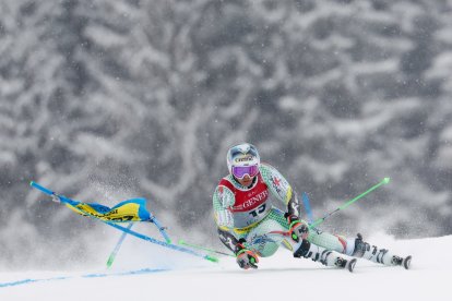 Joan Verdú en la baixada del gegant a la primera mànega del Mundial de Saalbach