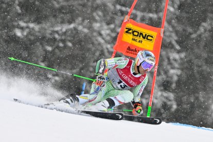 Joan Verdú en la baixada del gegant a la primera mànega del Mundial de Saalbach