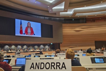 Mariona Cadena durant el seu discurs en el debat a l'ONU