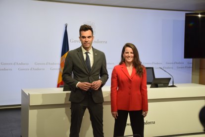 David Forné i Noelia Souque abans de la roda de premsa.