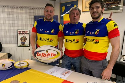 Lluc Cunill, Jean Marc Flaux i Adrià Calvó, ahir.