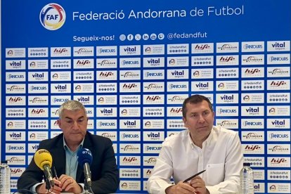 El president de la FAF, Fèlix Álvarez, i el secretari general, David Rodrigo, president i secretari general de la FAF
