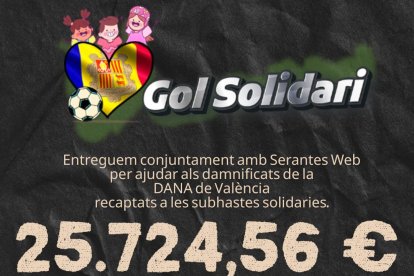 Els diners recaptats per Gol Solidari.