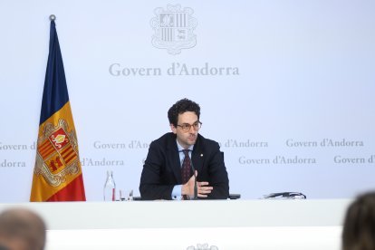 El ministre Portaveu, Guillem Casal, en la roda de premsa posterior al consell de ministres d'aquesta tarda.