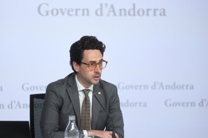El ministre Portaveu, Guillem Casal, en la roda de premsa posterior al consell de ministres d'aquesta tarda.