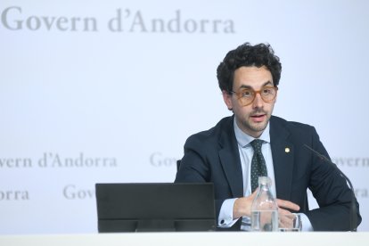 Guillem Casal durant la roda de premsa posterior al consell de ministres d'avui