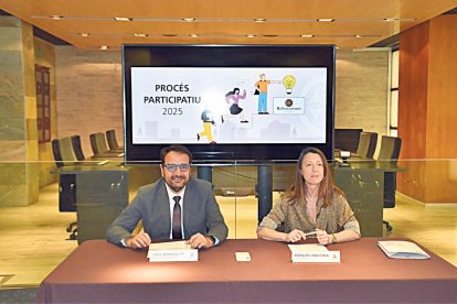 Roda de premsa del procés participatiu, ahir.