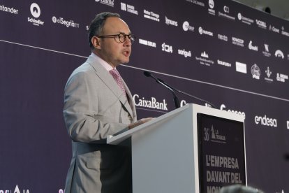 El cap de Govern, Xavier Espot, durant l'obertura de la segona jornada de la Trobada Empresarial al Pirineu