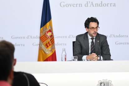 El ministre Portaveu, Guillem Casal, en la roda de premsa posterior al consell de ministres d'aquesta tarda.