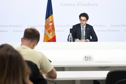 El ministre Guillem Casal en la roda de premsa d'aquesta tarda