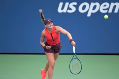 Vicky Jiménez, al duel de la segona eliminatòria prèvia de l’US Open.