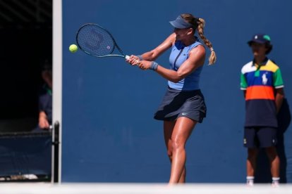 Vicky Jiménez Kasintseva, durant el partit d’ahir a Nova York.