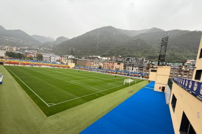 Panoràmica de l’Estadi de la FAF ahir a Encamp.