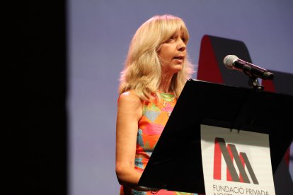 La directora de la Fundació Privada Nostra Senyora de Meritxell, Celine Mandicó, durant l'acte inaugural.