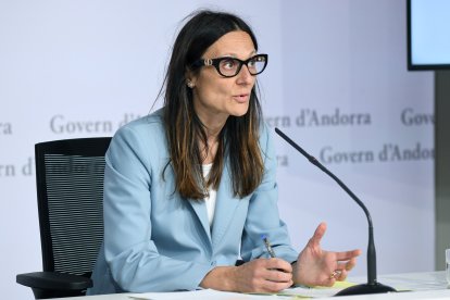 Ester Molné durant la roda de premsa del consell de ministres.