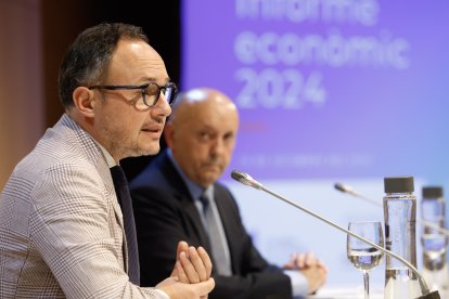 El cap de Govern, Xavier Espot, durant el discurs a la presentació de l'informe de la Cambra.