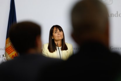La ministra de Cultura, Joventut i Esports, Mònica Bonell, ahir a la sala de premsa de Govern.
