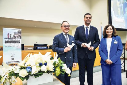 Xavier Espot i Imma Tor, en un acte ahir a Nova York.