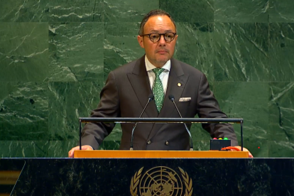 Espot a l’ONU, ahir.