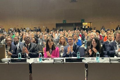 La ministra Bonell a la conferència a Barcelona.