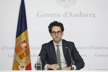 El ministre Portaveu, Guillem Casal, en la roda de premsa posterior al consell de ministres d'aquesta tarda.