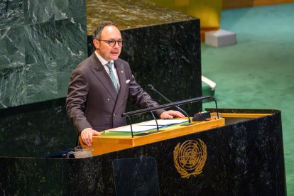 El cap de Govern, Xavier Espot, durant el discurs a l'ONU.