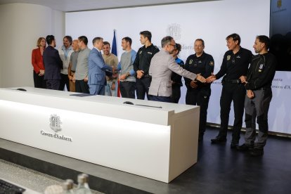 El cap de Govern, Xavier Espot, amb els representants sindicals.