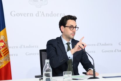 El ministre Portaveu, Guillem Casal, en la roda de premsa posterior al consell de ministres d'aquesta tarda.