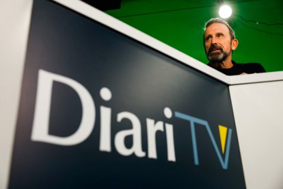 L’entrenador del MoraBanc Andorra, Joan Plaza, al plató de Diari TV.