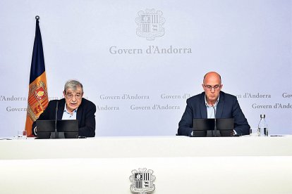 Baró i Campuzano a la roda de premsa d’ahir.