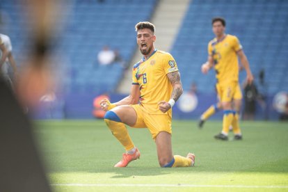 Christian Garcia amb la selecció andorrana, durant un partit