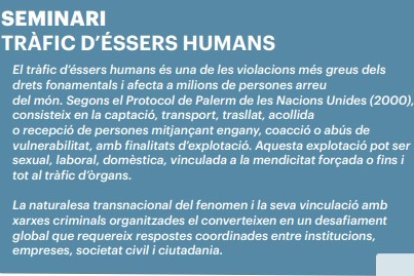 L'explicació del seminari sobre el tràfic d'éssers humans organitzat pel Raonador del Ciutadà.