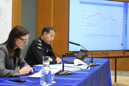 Ester Molné, ministra d’Interior i Justícia, i Bruno Lasne, director general de la policia.