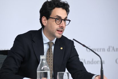 El ministre Portaveu, Guillem Casal, en la roda de premsa posterior al consell de ministres d'aquesta tarda.