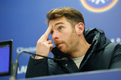 Ibai Gómez durant la roda de premsa.