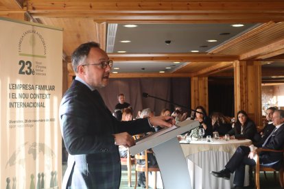 El cap de Govern, Xavier Espot, durant el discurs al 23è Fòrum d'Empresa Familiar Andorrana.