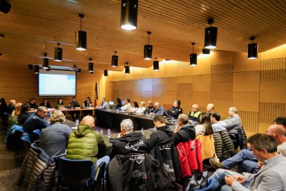 Els participants a la taula de l'oci nocturn del Pas de la Casa celebrada avui.