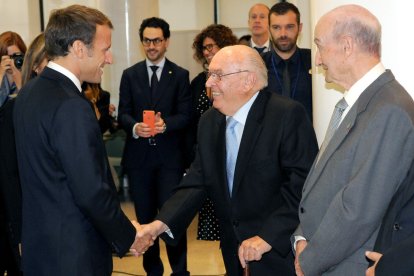 Pere Font Moles durant la visita de Macron.