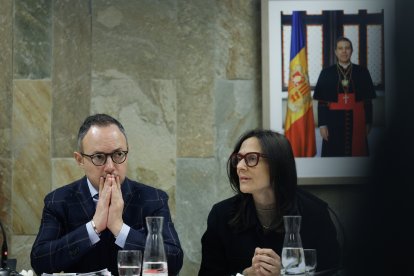 El cap de Govern, Xavier Espot, amb la mínistra d'Interior i Justícia, Ester Molné.