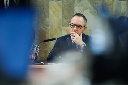 El cap de Govern, Xavier Espot, durant la trobada amb la premsa.