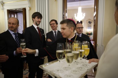 El Copríncep Episcopal, Josep-Lluís Serrano Pentinat, durant la recepció de Nadal.